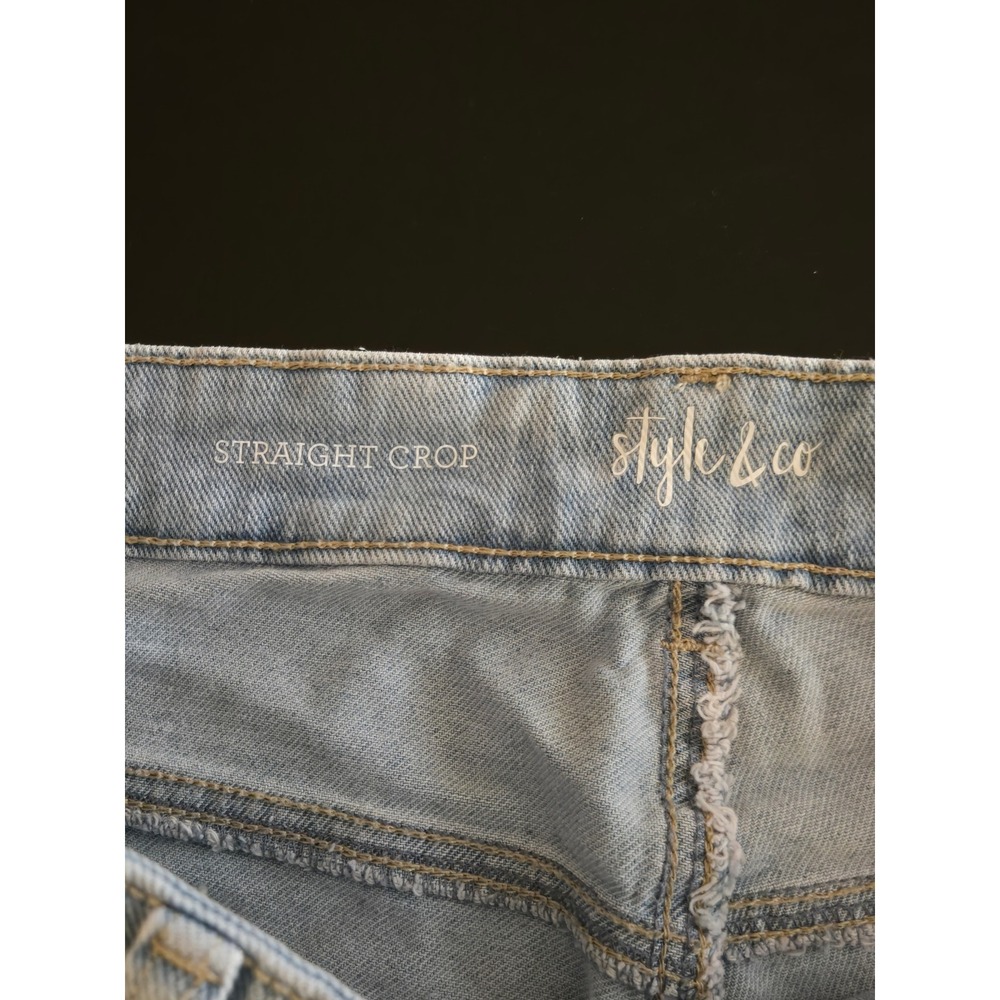 Style & Co Plus Women's 18W Straight Crop Jeans High Rise Wash Light Blue Denim - Picture 4 of 10
